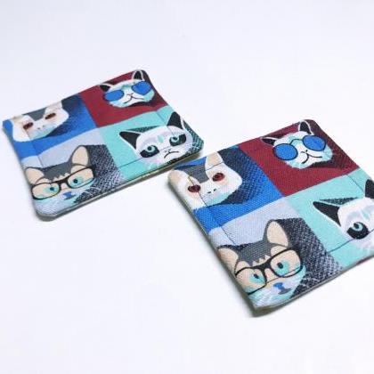 Pair Of Handmade Reversible Quilted Coasters